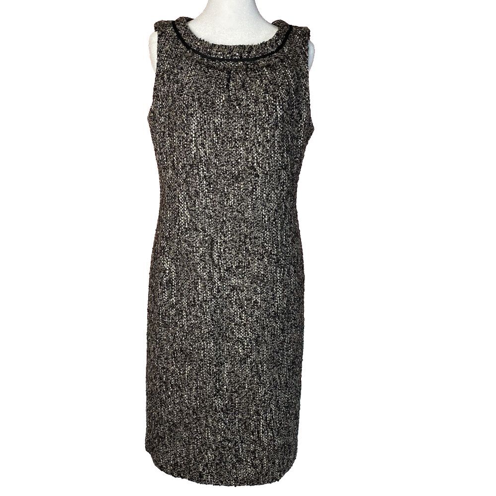 Elegant Black and White Tweed Dress